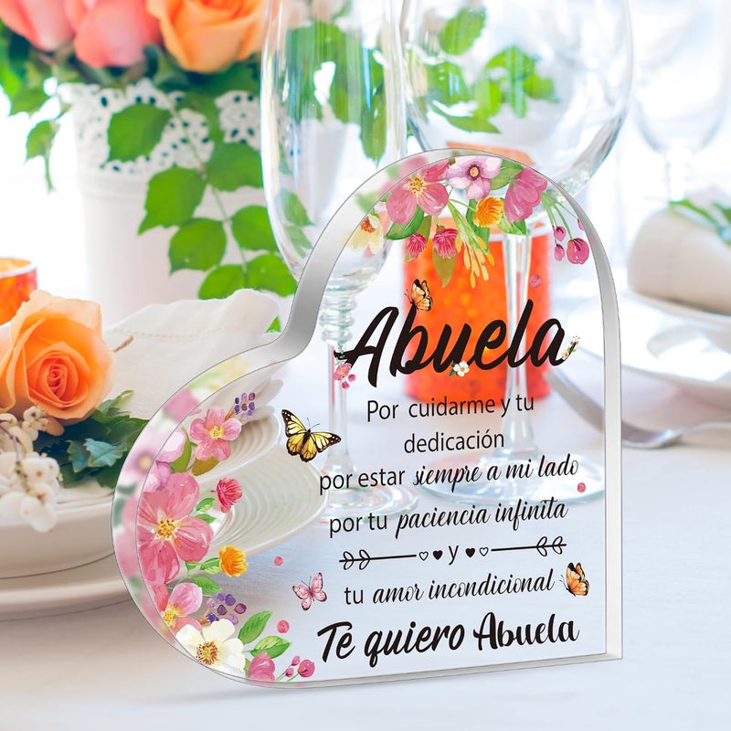 Yopyame Acrylic Gifts for Grandma - Spanish Heart Acrylic Plaque for Grandma from Granddaughter Grandson - Birthday, Christmas, Thanksgiving Sign - Image 4